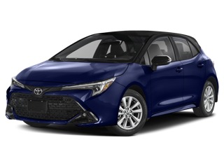 blue 2024 Toyota Corolla hatchback front left angle view