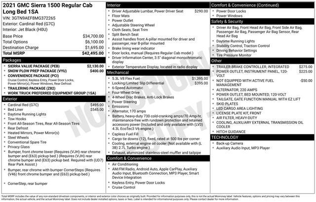 2021 GMC Sierra 1500 4WD Reg Cab 140